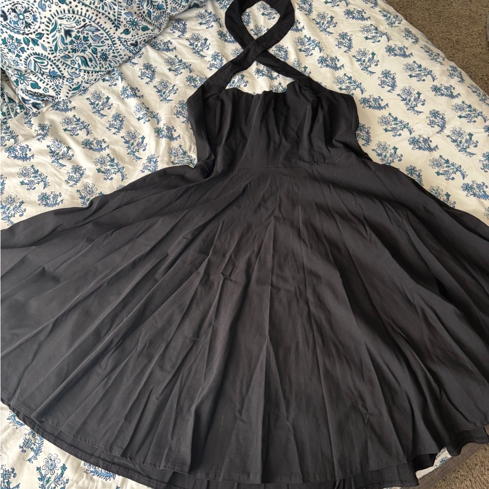 Elegant Black Halter Dress by Unique Vintage